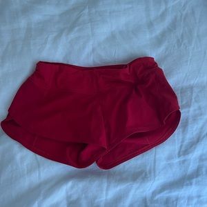 Red Lululemon Speed Up shorts